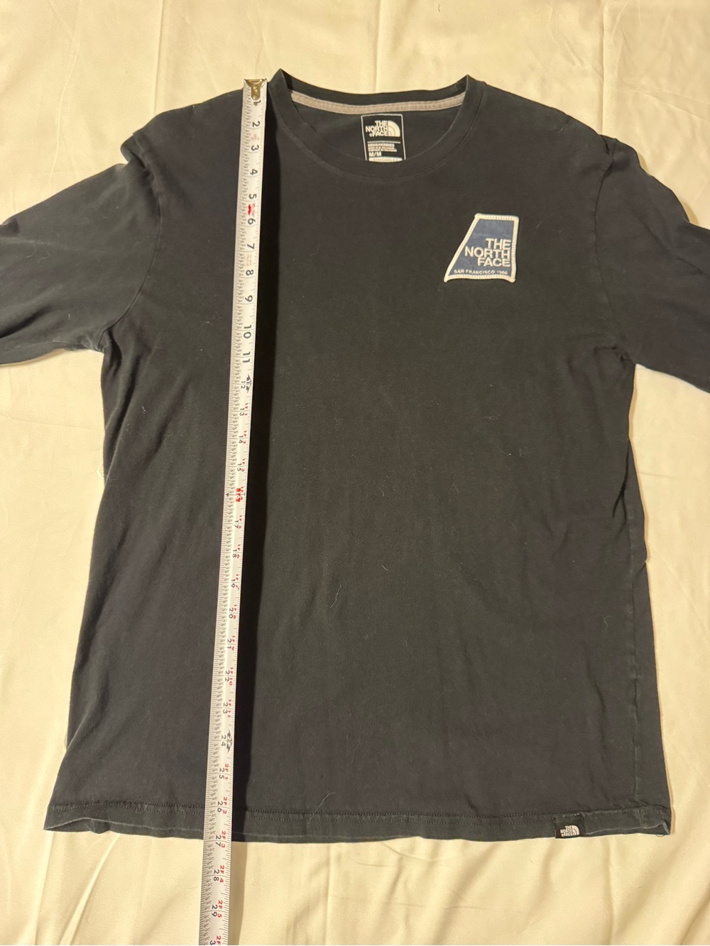 The North Face Black Long Sleeve Tee with Blue Logo Patch - Picture 5 of 6